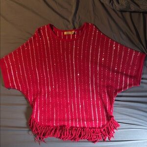 Valerie Stevens Red and White Knit Throw